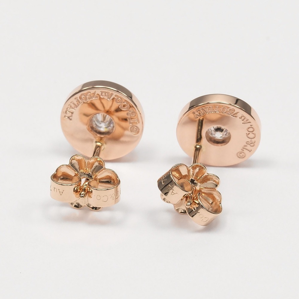 TIFFANY 18k Gold Diamond Earrings - Picture 3 of 11